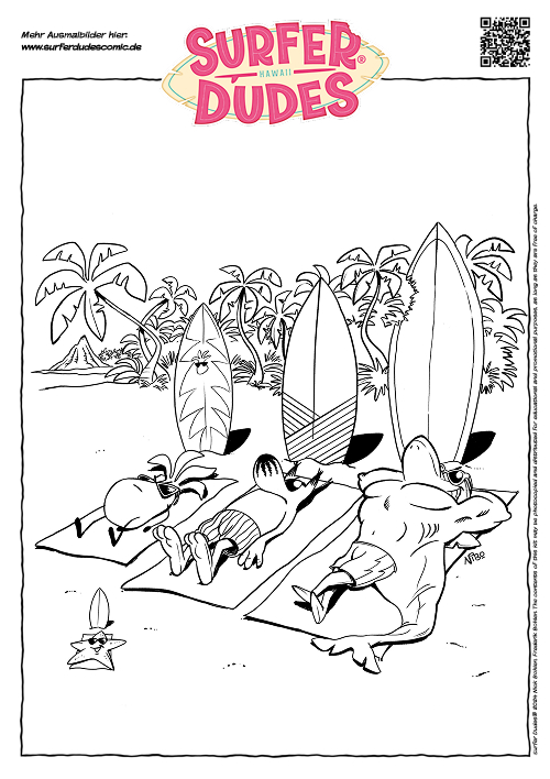 Drittes kostenloses Surfer Dudes Ausmalbild