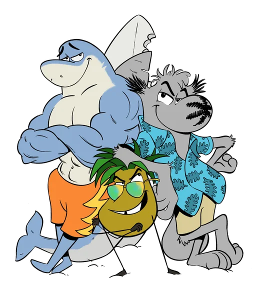 Illustration der Surfer Dudes Crew